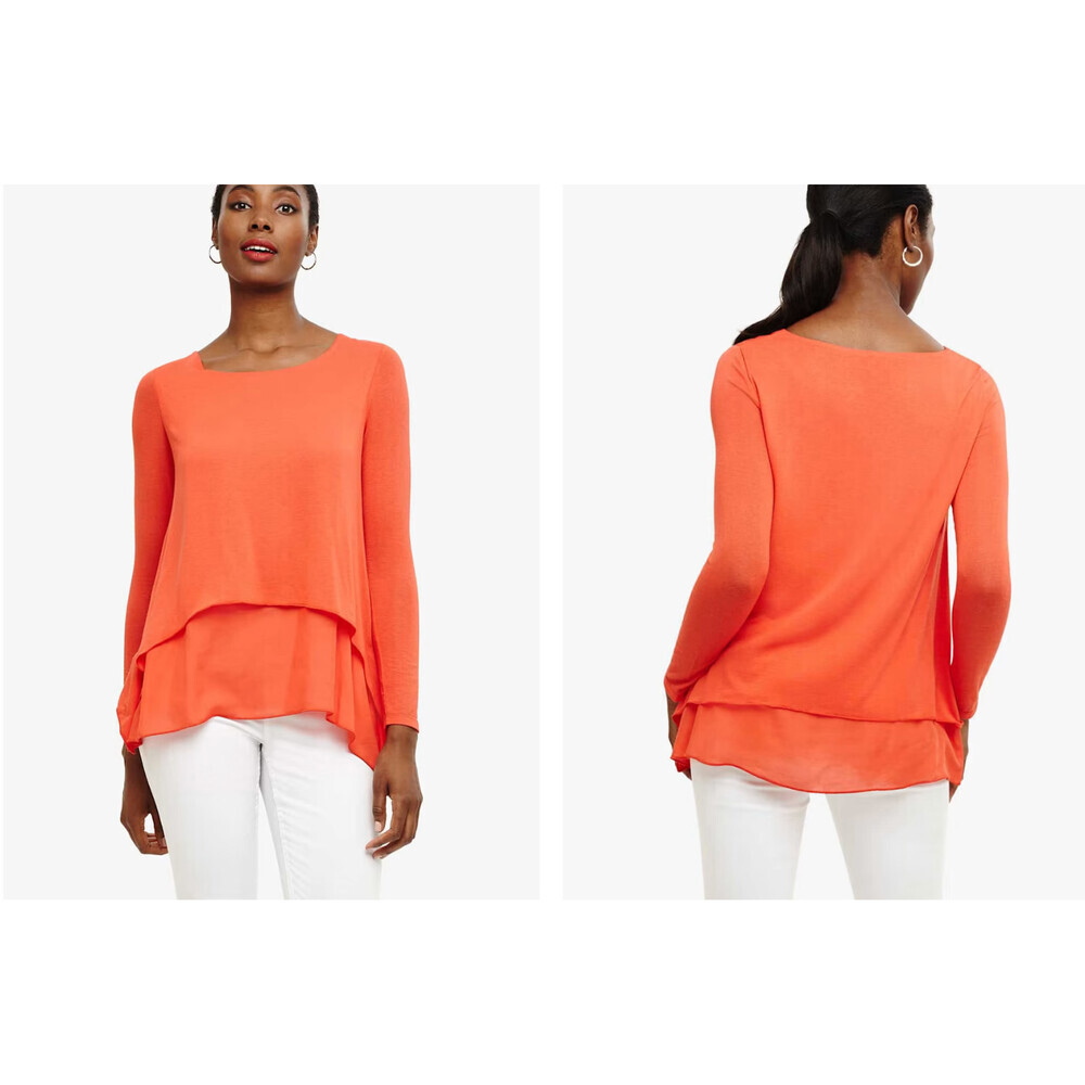 Phase Eight Women's Ciera Double Layering Sleeve Top Orange Size 10 US 14UK $99